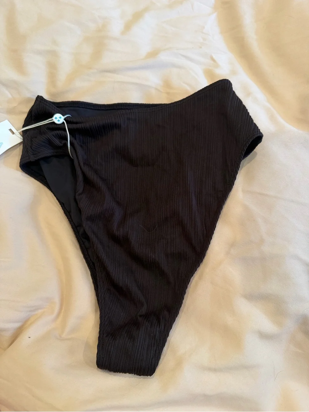 Frankies Bikinis Anne Plisse High Waisted Bikni Bottom